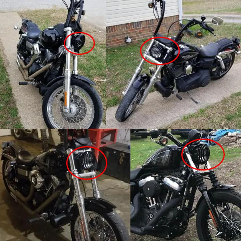 6 дюймов 5 3/" черный Алюминий фара Гриль Крышка для Harley-Davidson Dyna Super Glide пользовательского FXDC низкая rider Street Bob FXDB