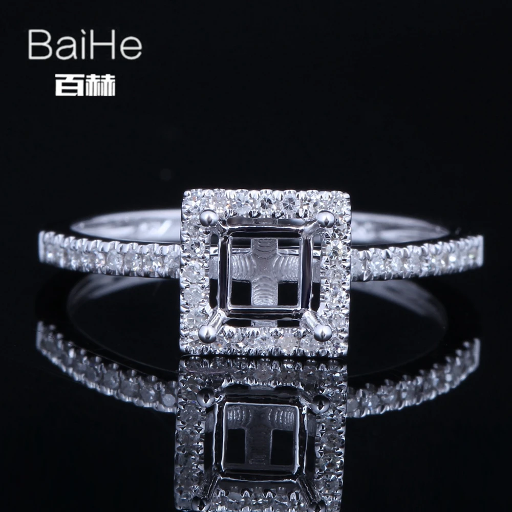 BAIHE однотонное 14K белое золото (AU585) сертифицированное Свадебное женское