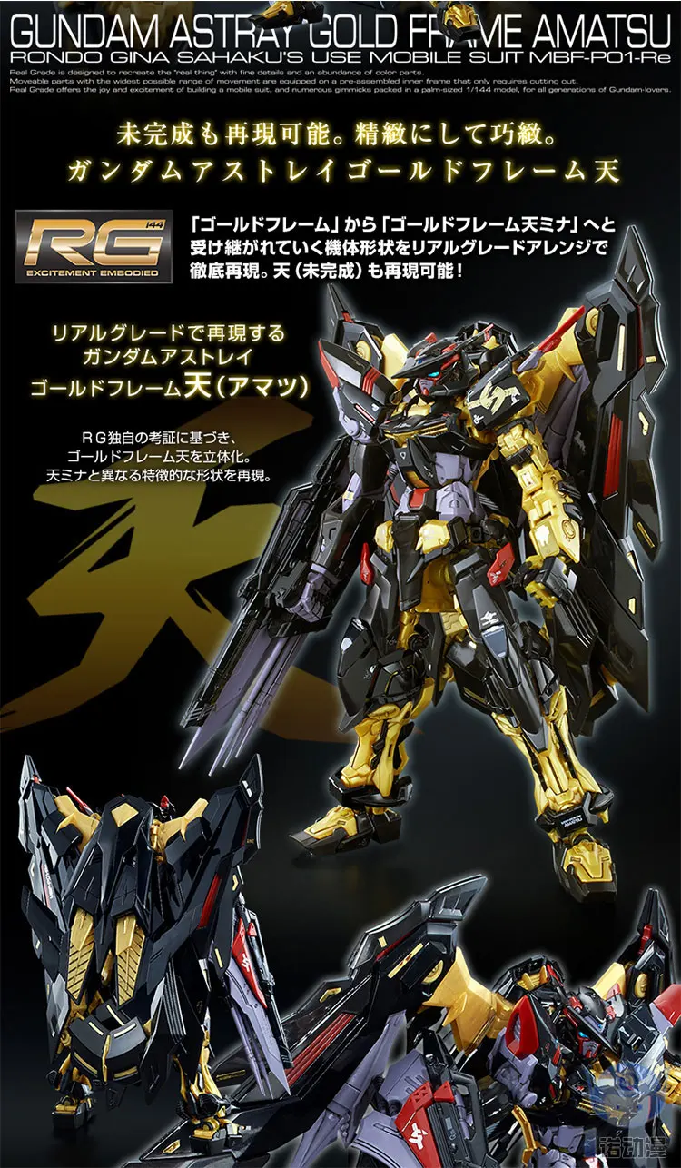 bandai 19567 PB01 RG 1/144 MBF-P01-Re Gundam астрый Золотой каркас Gundam модель Фигурка