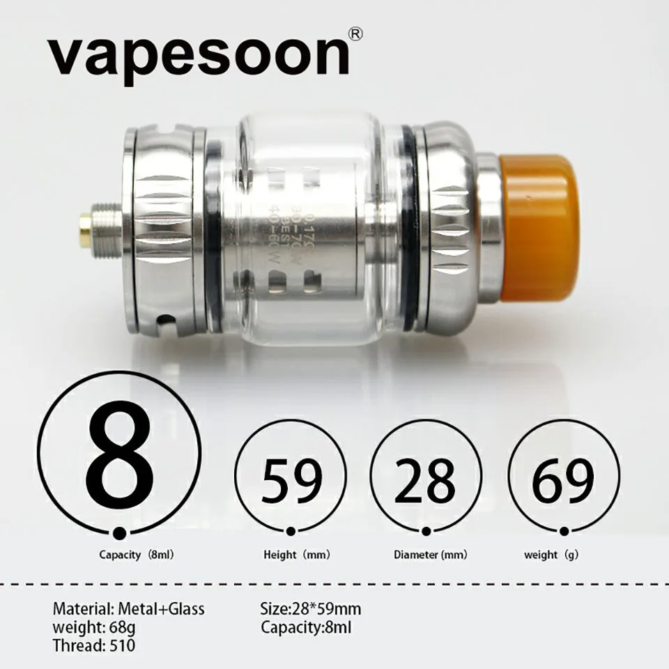 Оригинальный vapesoon VS12 Tank super cloud электронная сигарета атомайзер подходит TFV12 Prince