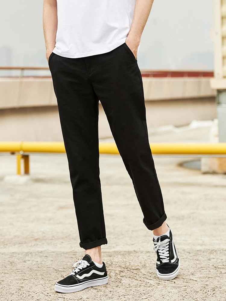 

Pioneer Camp New Pure color Pants Men Cotton Slim Fit Fashion Trousers Male Brand Clothing AXX902191