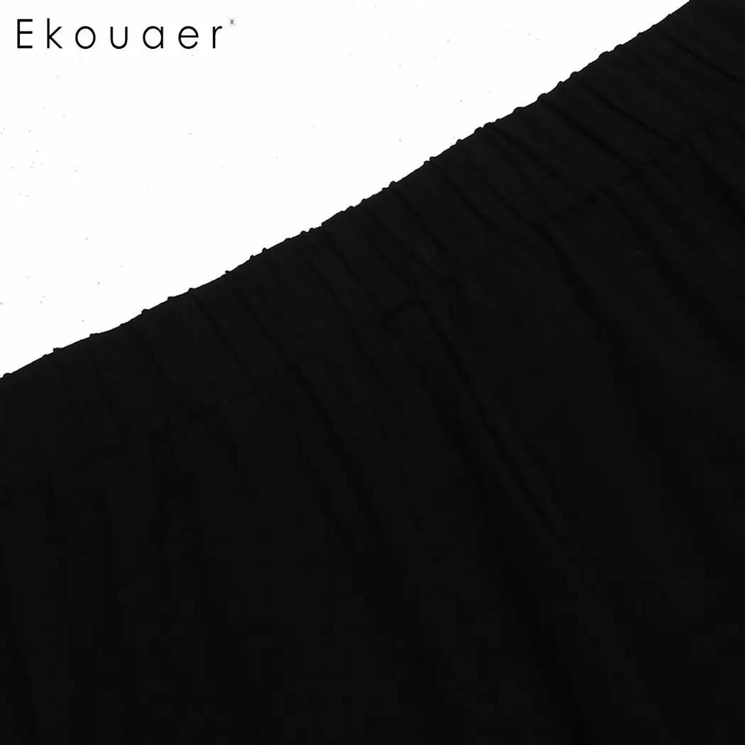 Ekouaer женский пижамный комплект одежда для сна с круглым вырезом и длинным рукавом