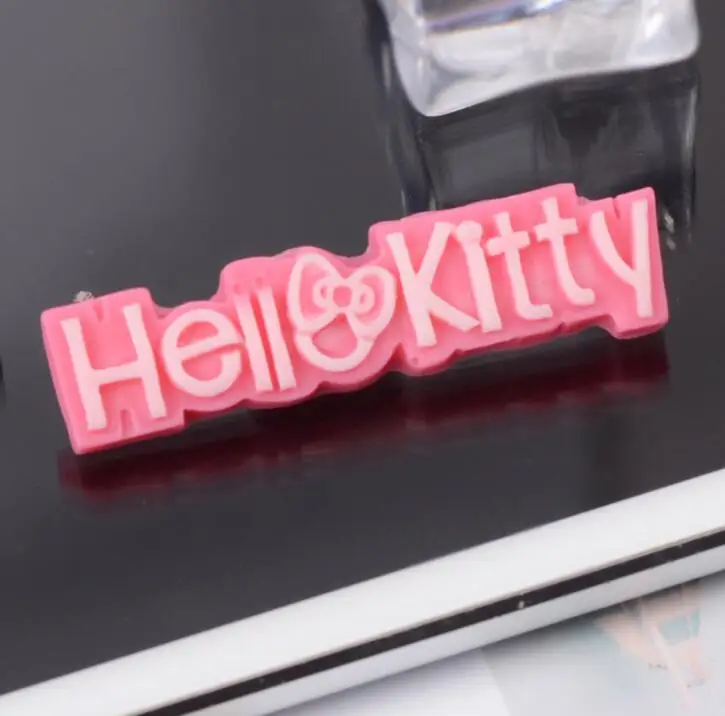 Горячая смолы Hello kitty и l love you логотип каучуковый кабошон с плоским основанием для волос Лук центр, DIY