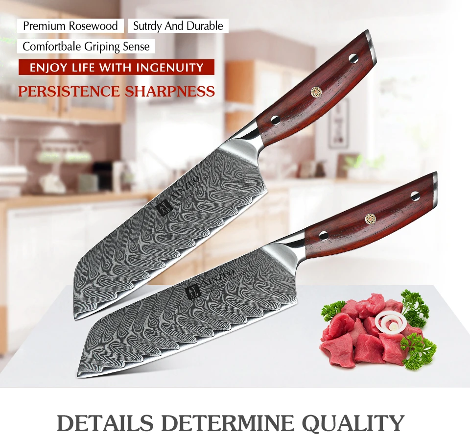 XINZUO бренд 7 дюймов Santoku ножи Дамаска VG10 стальные ножи Палисандр Ручка японский стиль кухня приготовления резные шеф-повара нож