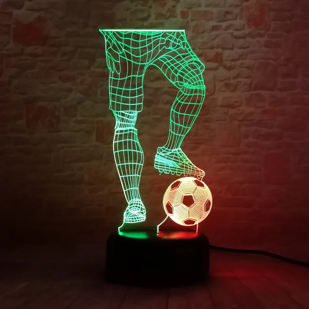 3D Soccer Football MAN Touch Table Lamp 7 Colors Changing Desk USB Powered Night LED Light Bedroom Decor Festival Holiday Gifts | Лампы и