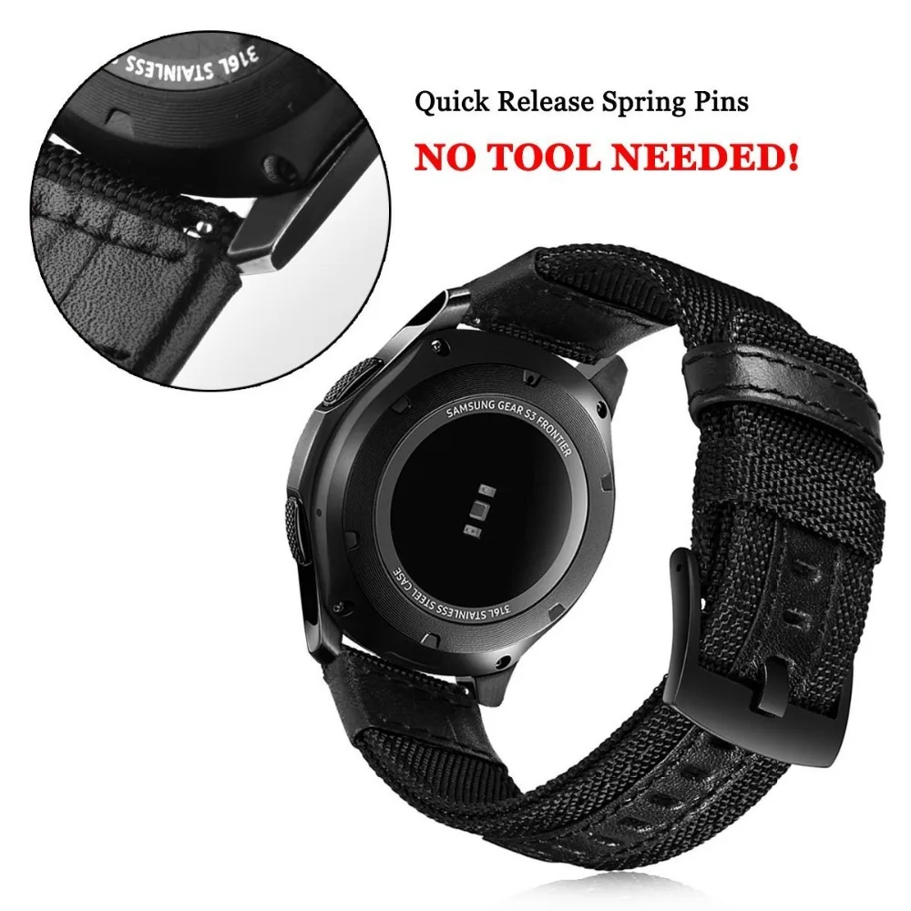 22 20 ММ Спортивный тканый нейлоновый ремешок для часов Samsung Galaxy 44 Gear S3 S2 Frontier Classic