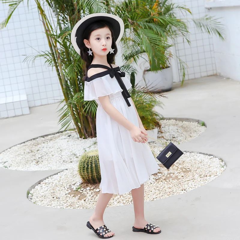 Baby Girls Dress 2018 New Fashion Summer Cotton White Solid Dresses for Girl 4-16y Sweet Casual Kids Children Clothing 5ds648 | Детская