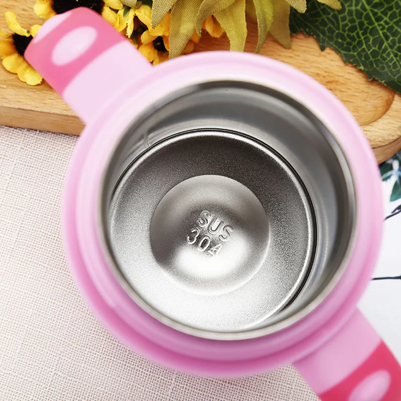 Wind flower Kids Water Bottle 280ml Nozzle And Straw Interchangeable Dual-use Cartoon Stainless Steel Vacuum Sippy Cup | Дом и сад