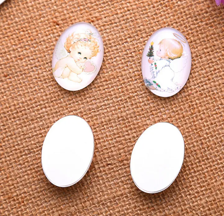 13*18/18*25/30*40mm little Angel baby pattern ellipse Handmade Photo Glass Cabochons & Glass Dome Cover Pendant Cameo Settings