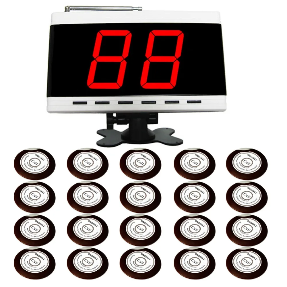 SINGCALL Упаковка из 20 Белый Настольные звонки и 1 белый вызова Дисплей группа двух