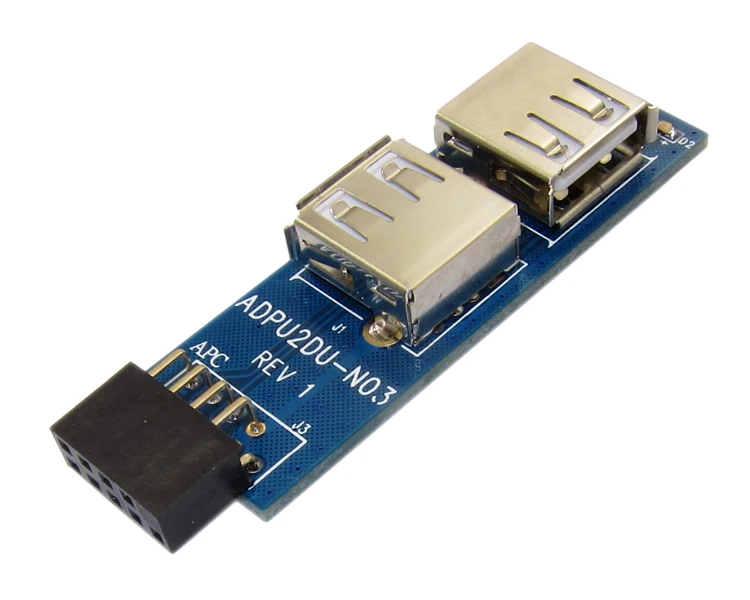 

PC Host Case Internal Motherboard USB 2.0 Hub 9Pin to 2 Port USB A Female Splitter Converter PCB Board Extender Card