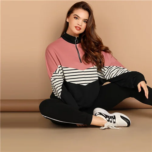 Dotfashion свитер размера плюс в полоску с рукавом летучая мышь женская повседневная одежда Осенние Топы женские размера плюс модные пуловеры - Цвет: Многоцветный