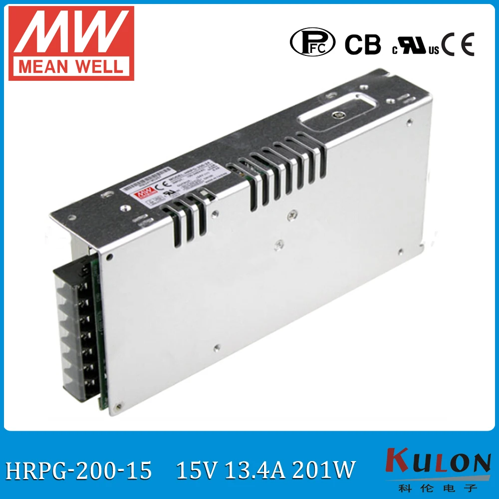 

Original MEAN WELL HRPG-200-15 200W 13.4A 15V meanwell low power consumption power supply Power unit with PFC function