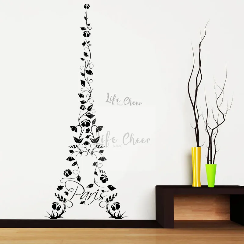 Париж знаменитая башня стикер стены листья дизайн виниловая наклейка