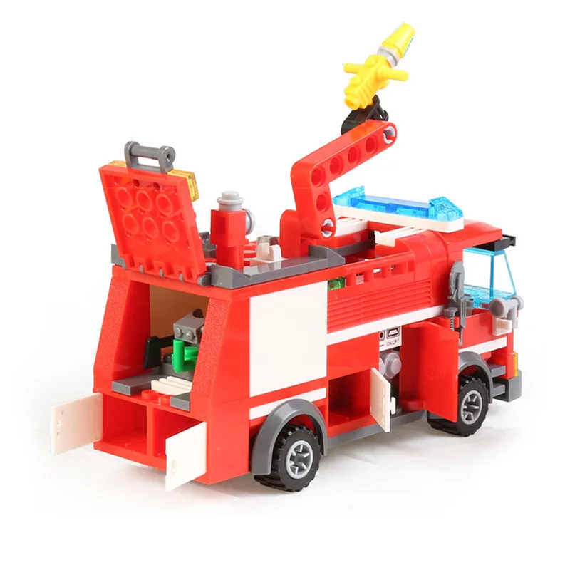 206PCS KAZI DIY City Fire Truck Fighter Model Building Blocks Bricks Enlighten Educational Toys For Childrens | Игрушки и хобби