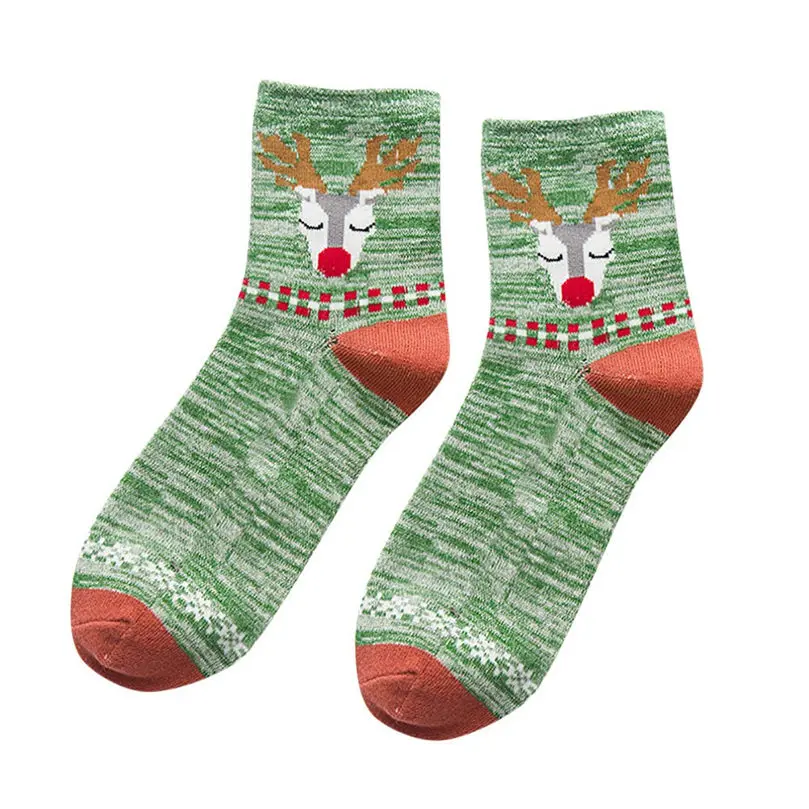 Fashion Christmas Elk Print Socks Women Ladies Skarpety Sokken Casual Comfortable Work Warm Winter Cotton Sock 5FN | Женская одежда