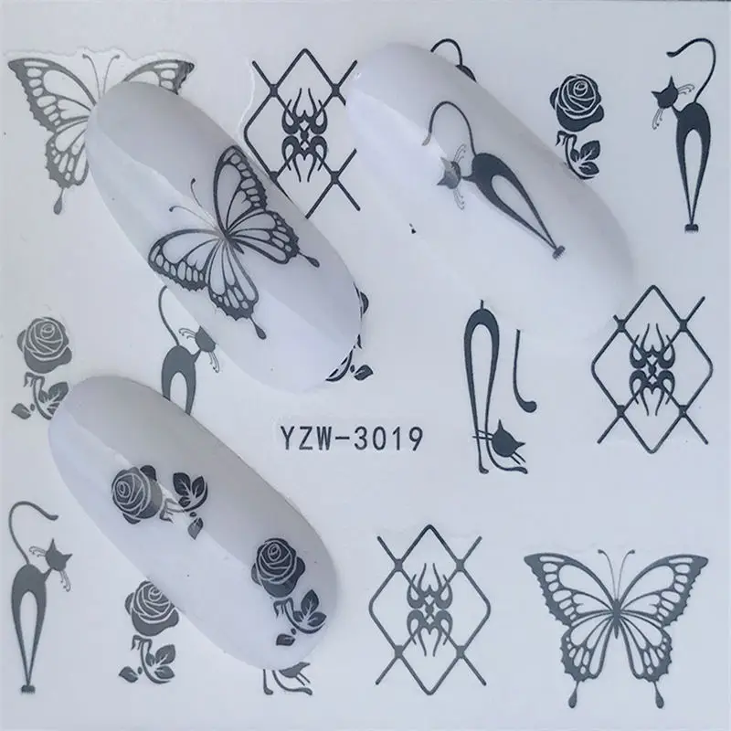 1 лист, модный цветок розы, наклейки для ногтей, переводные наклейки с водой, украшение на кончик, сделай сам, аксессуары для ногтей