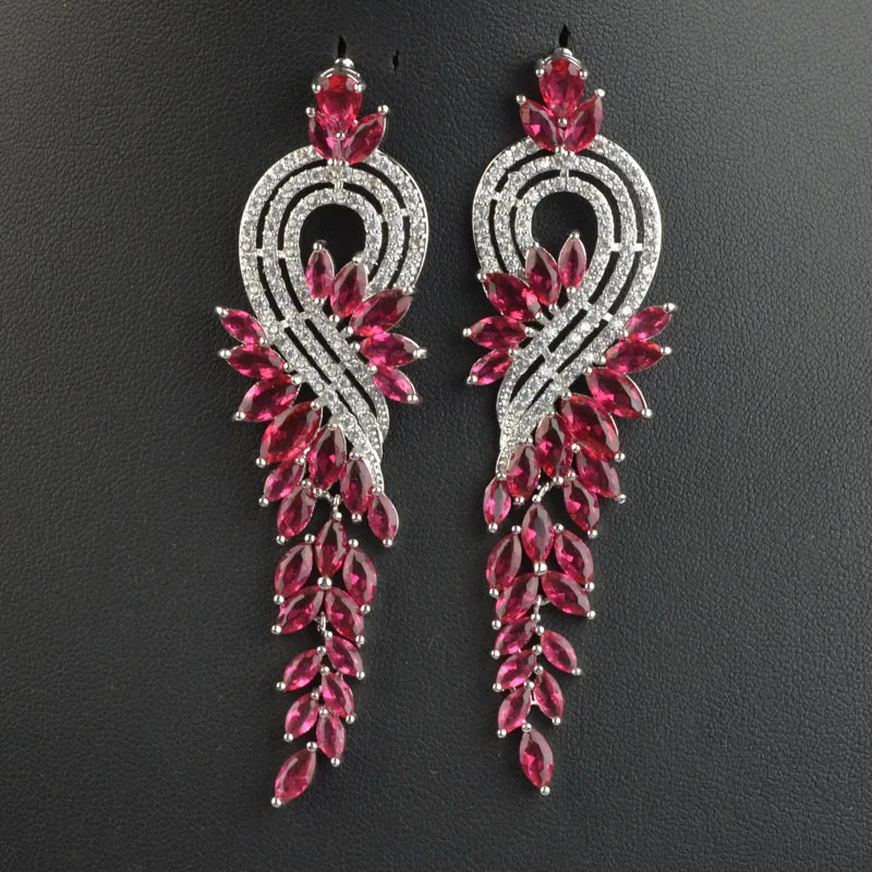 Элегантные висячие серьги 8 см в длину с черным/зеленым/красным/белым/синим