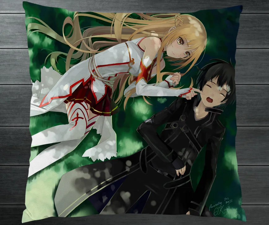 Аниме Роман Сан меч искусство онлайн Kirito Yuuki Asuna двухсторонняя подушка чехол