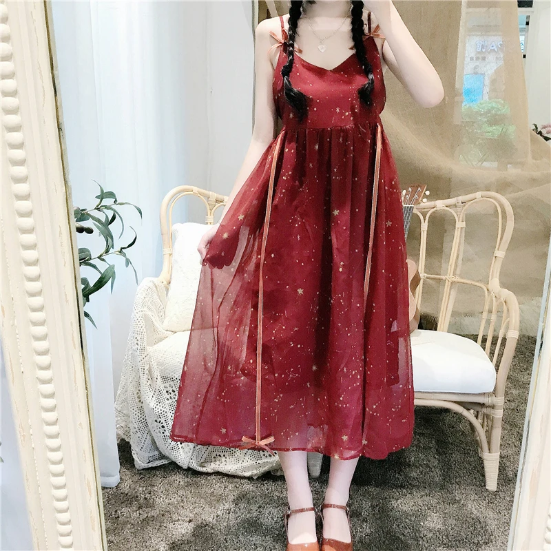 Платье Лолиты Kawaii платье для женщин японская милая Лолита позолоченное платье на бретелях+ солнцезащитное пальто куртка из двух частей милый