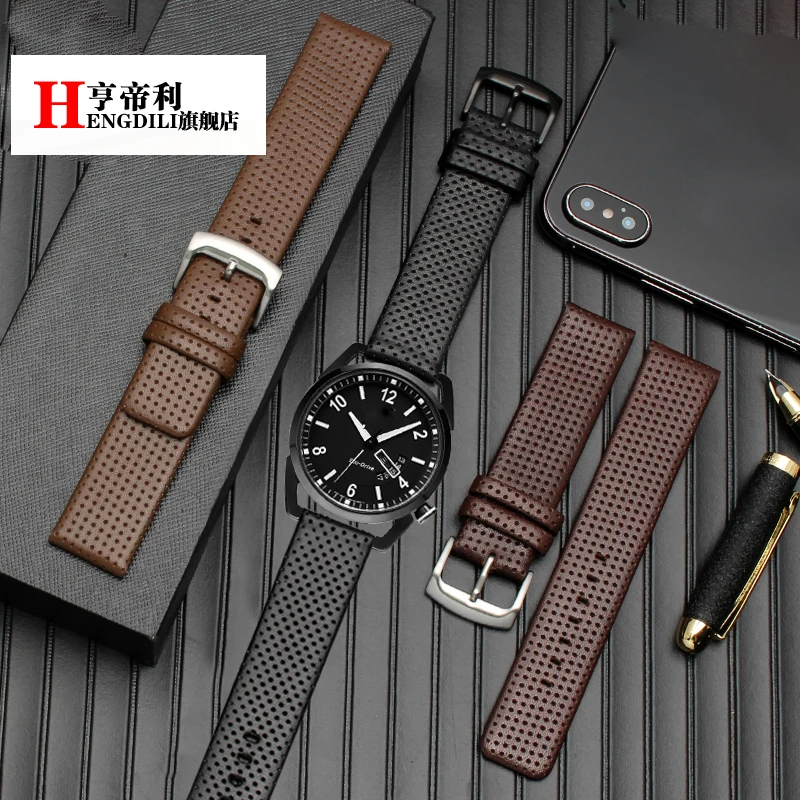 

genuine leather watchband for men's AW0010-01/AW0015-08 watch straps 20mm 22mm with PVD black stainless steel buckle