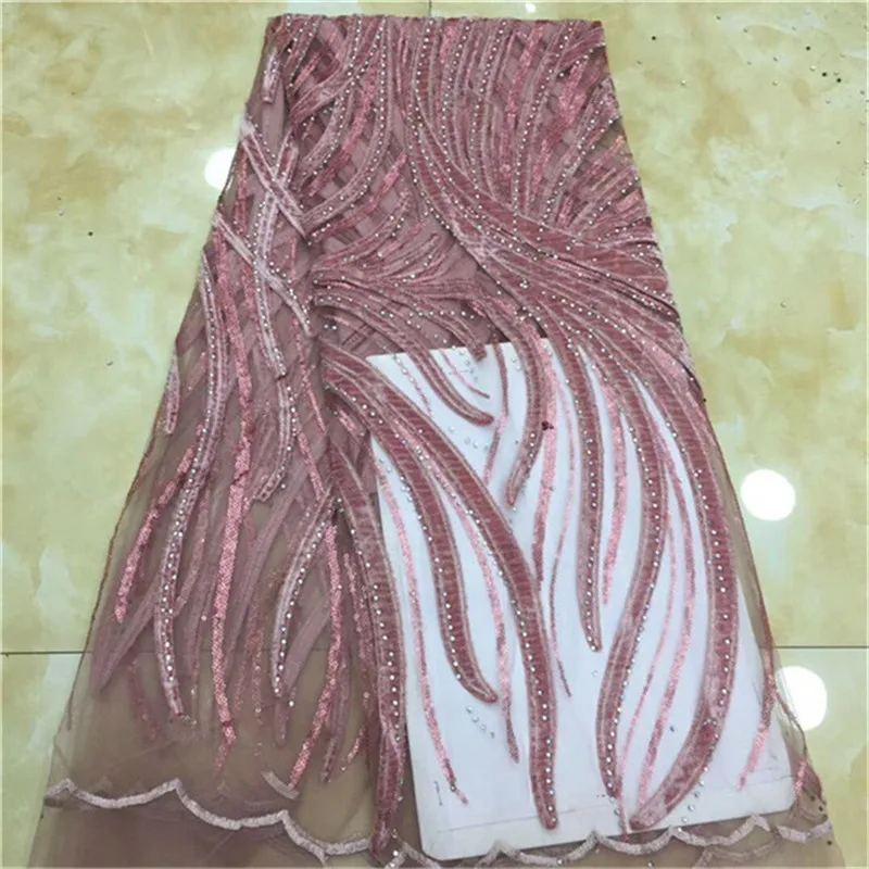 Королевский синий/оранжевый 2019 Горячая африканская бархатная кружевная ткань