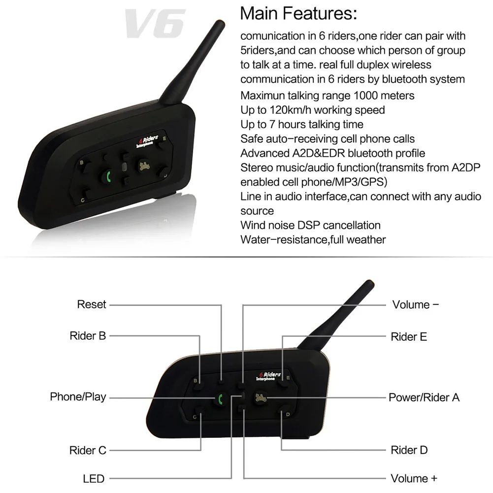 Bluetooth гарнитура VNETPHONE V6C M8617 для футбольного судьи полностью дуплексная 1200