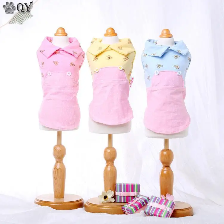 Хлопковое платье в горошек с воротником для питомца щенка кошки собаки одежда