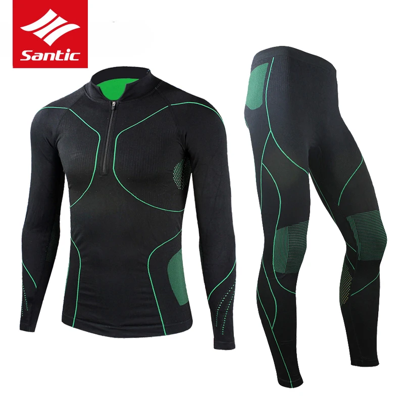 Зимний мужской комплект для велоспорта Santic с длинным рукавом теплый
