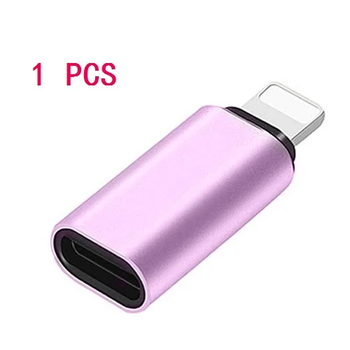 1PCS Pink ACCEZZ 8-контактный Тип C женский кабель адаптер для iPhone XR XS MAX 8 7 6 освещение type-c Зарядка синхронизации данных зарядное устройство OTG разъем - Цвет: 1PCS Pink