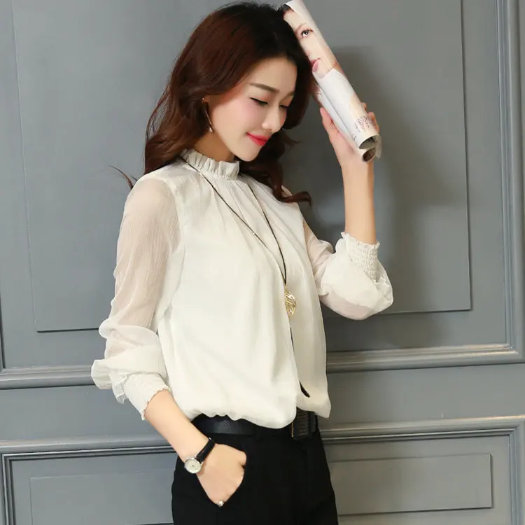 Новинка Blusas Mujer Moda, зима-осень, блузки, рубашки, одежда для работы, офисные топы, женские рубашки с длинным рукавом, шифоновая блузка, Женский Топ