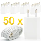 50 шт.лот настенное USB зарядное устройство для iPhone 8 Pin зарядный кабель + зарядное устройство адаптер для Apple iPhone 6 7 Plus 5S 5 белый цвет