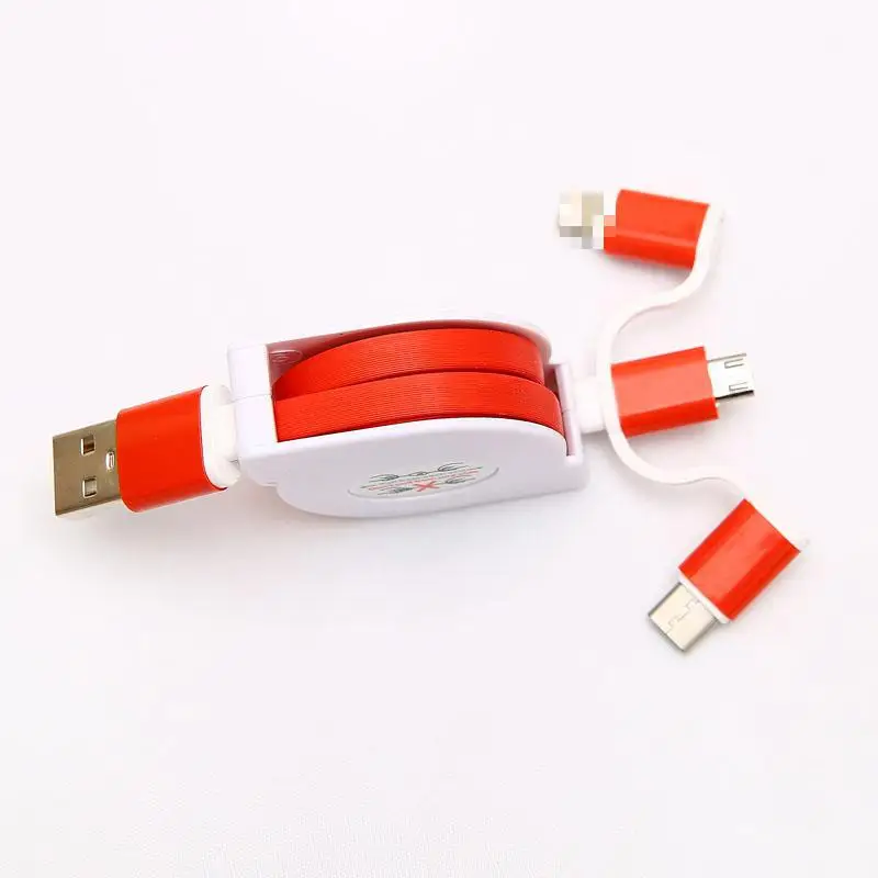 Многофункциональный usb-кабель 3 в 1 универсальный кабель для быстрой зарядки и передачи данных type-c три в одном Телескопический usb-кабель-удлинитель - Цвет: Красный