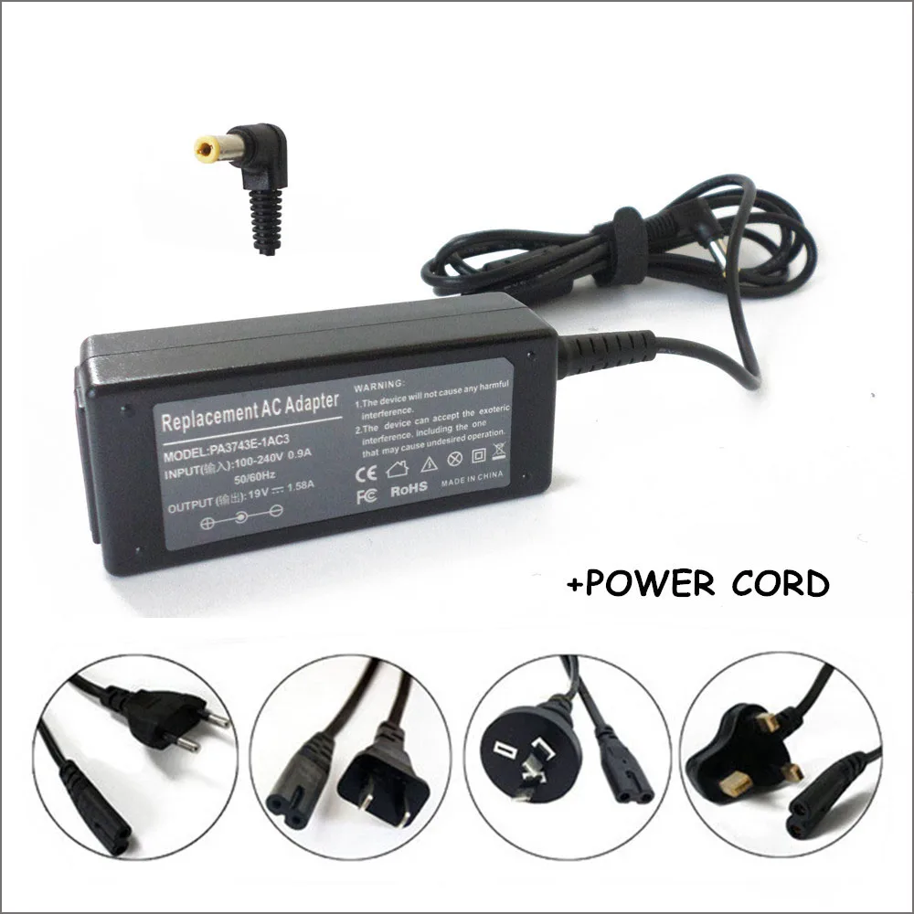 

Universal Laptop Charger 30W AC Adapter For Caderno Toshiba PA-1300-04 PA3743E-1AC3 PA3922U-1ACA Netbook Power Supply Cord