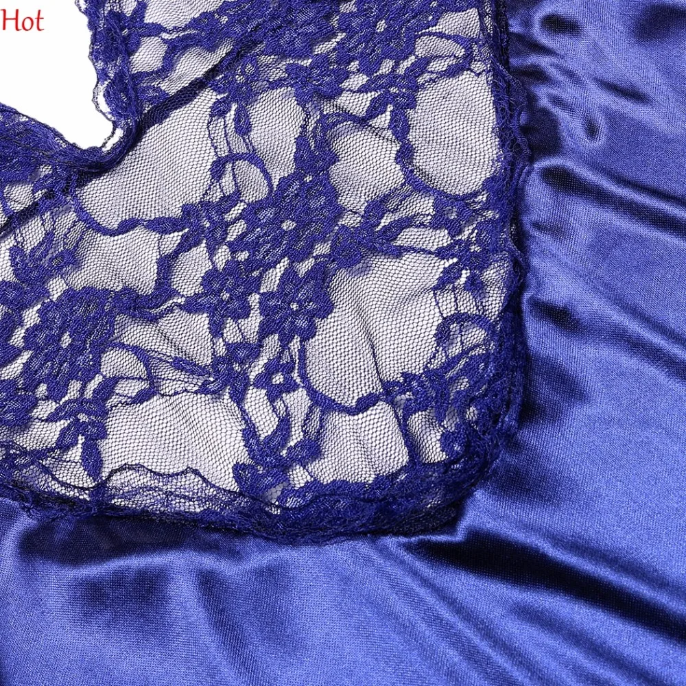 Сексуальное женское атласное платье для сна Нижнее белье пижамы ночное с