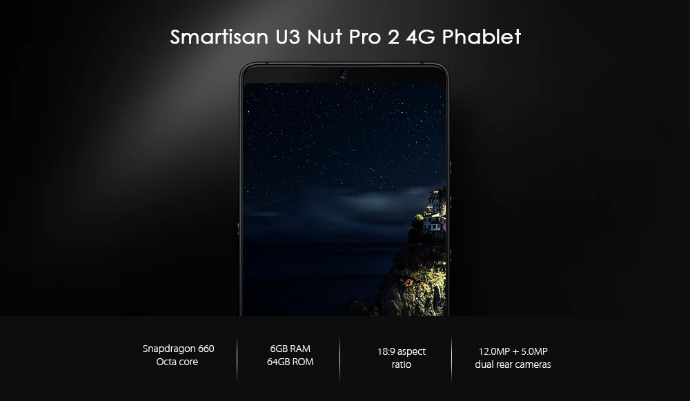 Мобильный телефон Smartisan U3 Nut Pro 2 4G 5 99 дюймов Android 7 1 Qualcomm Snapdragon 660 6 ГБ + 64 3500 мАч 12 Мп