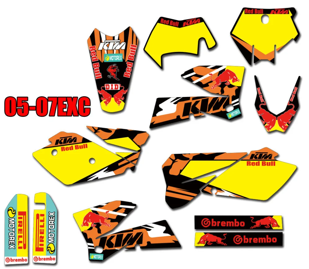 Фотофоны Dirt bike team GRAPHICS для KTM 125 200 250 300 350 450 500 525 540 SXF MXC SX EXC XC XCW 2005 2007|Наклейки на