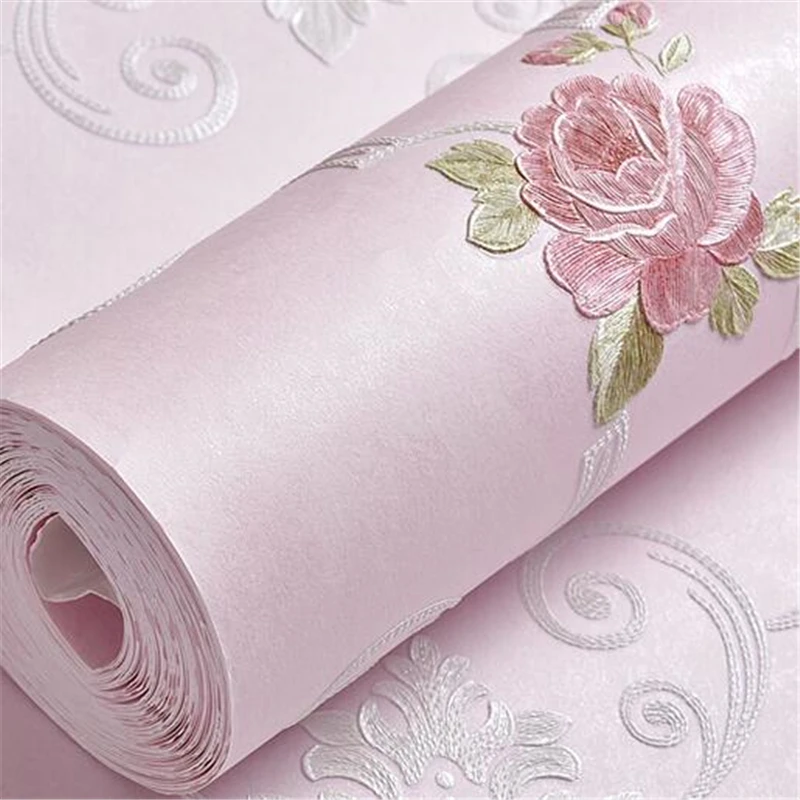beibehang Pastoral European large flower embossed fine 3D non-woven wallpaper bedroom warm living room wall | Обустройство дома