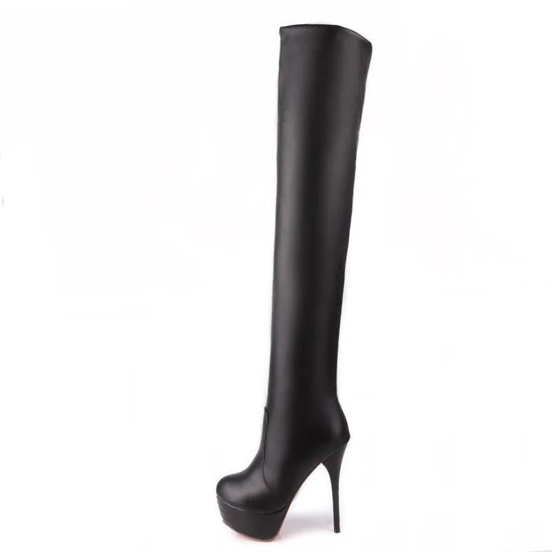 Tuyoki Office Lady High Heel Boots Platform Warm Winter Shoes Women Over Knee Thigh Thin Footwear Size 34-39 | Обувь