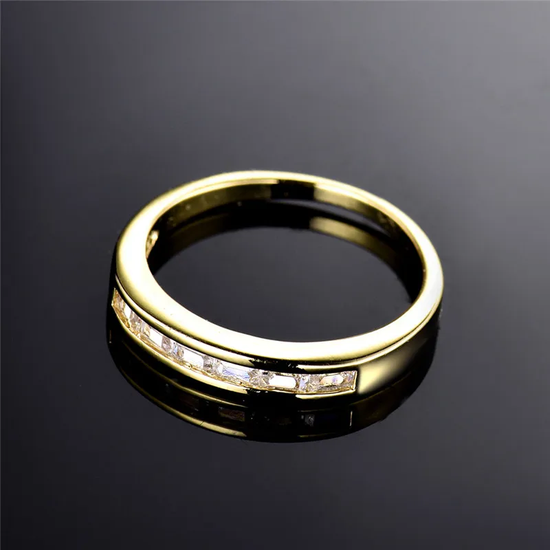 Женское кольцо для свадьбы BUDONG желтое/Золотое с фианитом и кристаллами 2017 |