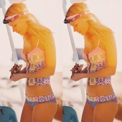 Сексуальные Женщины Урожай Цветочные Печати Бикини Установить Сексуальный