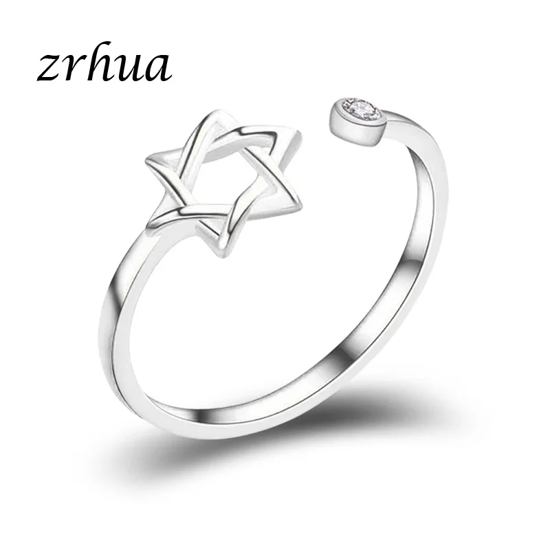crystal ZRHUA, новинка, хит, Винтажные Ювелирные изделия, 925 пробы, серебро, австрийский кристалл, звезда, сердце, кольца на палец, для женщин, девушек, персонализированные, вечерние, подарки - Цвет основного камня: crystal