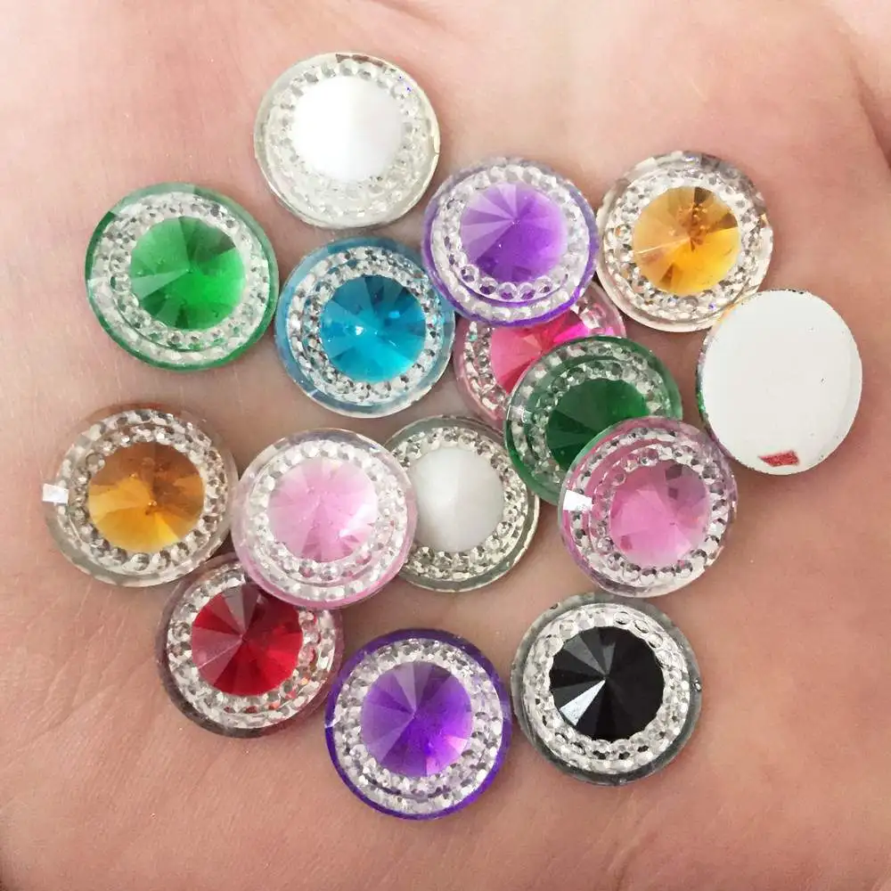 Diy Craft 25PCS 14mm Resin Round Rhinestone Flatback Scrapbooking for Phone DIY resin ornaments PK25 | Украшения и аксессуары