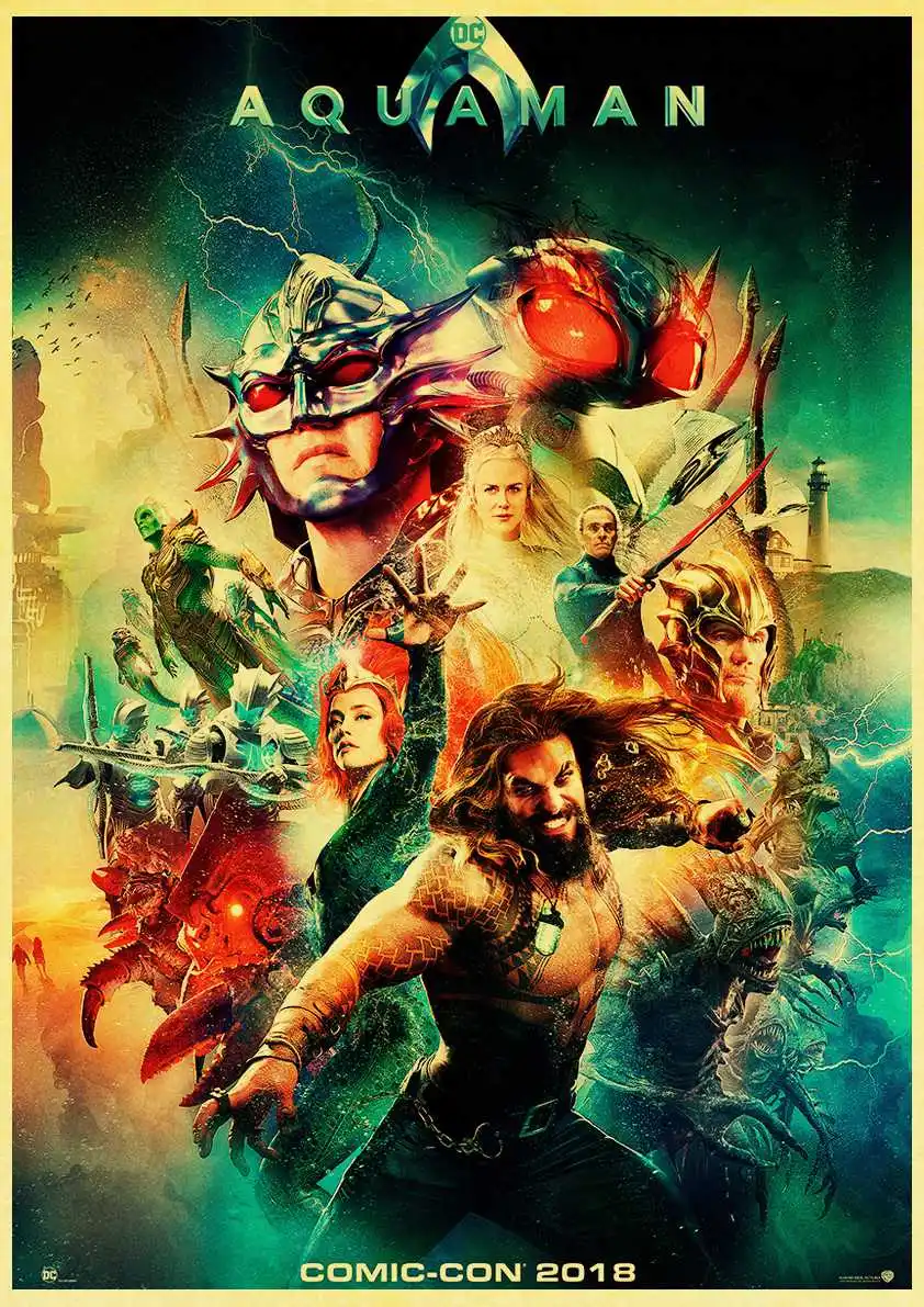 E121 ВИНТАЖНЫЙ ПЛАКАТ DC Comics супергерой Аквамен фильм плакаты крафт-бумага настенная живопись Ретро плакат Настенная Наклейка - Цвет: E121