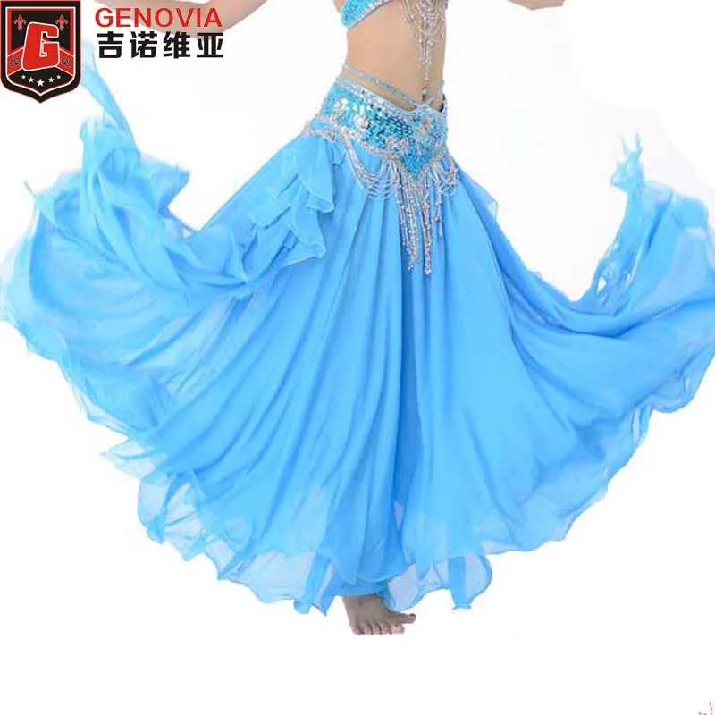 Ropa de danza del vientre para mujer, faldas largas de cintura alta con círculo completo, 3 capas, 11 colores, gran oferta