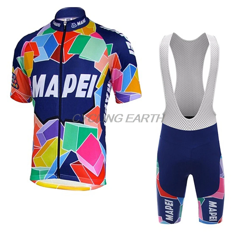 bib short set MAPEI Pro team Лето Велоспорт Джерси набор мужской короткий рукав костюм одежда нагрудник шорты велосипедная рубашка Спортивная одежда гель - Цвет: bib short set