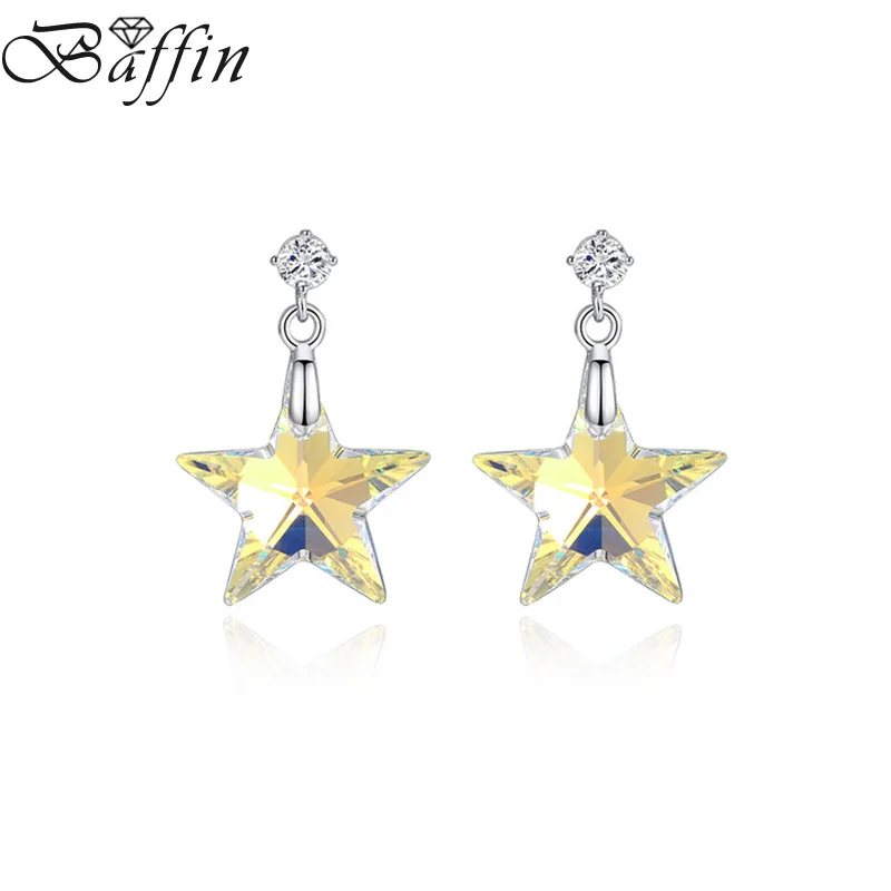 Женские серьги подвески BAFFIN с натуральным кристаллом из австрийской звезды