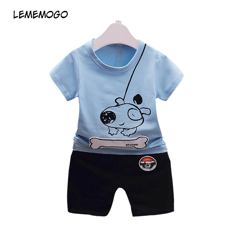 LEMEMOGO/новый комплект одежды для мальчиков и девочек разных цветов лето 2018 Детские