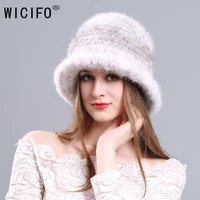 2019 real mink fur hat knitted caps winter big women hat lady girl skullies beanies cap thick comfortable keep warmrussian hats