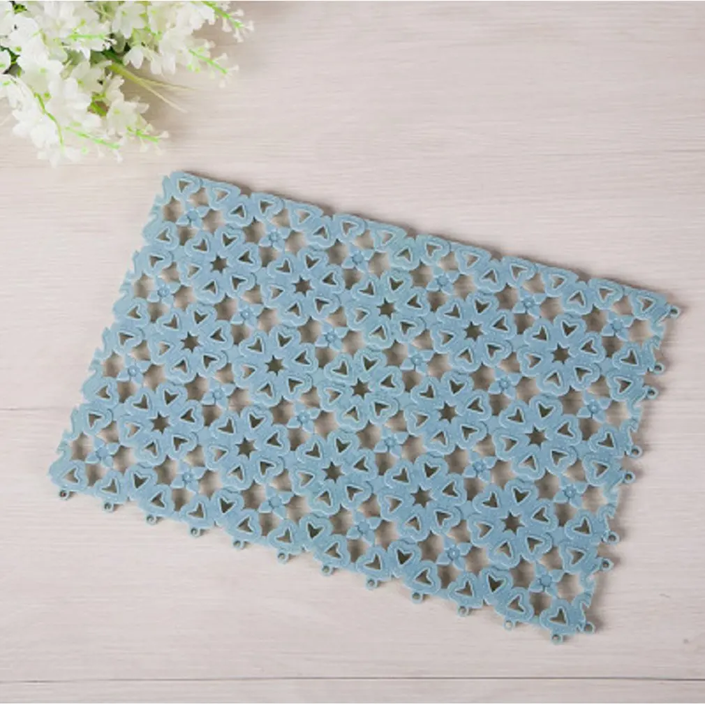 light blue Нескользящие водостойкие сливные массажные подушечки яркого цвета Любовь Дизайн строчка коврик для ванной коврик для душа принадлежности для ванной комнаты - Цвет: light blue
